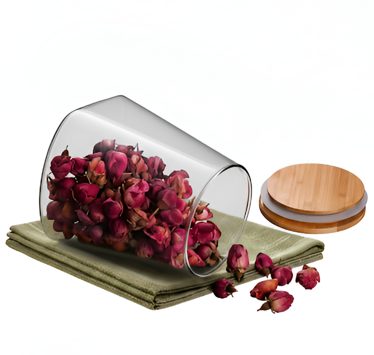Creează-ți propriul Set de recipiente din sticlă Koken, Borcane cu capac din bambus ermetic, forma trapezoidală, transparente + stickere, marker, 350/600/900 ml