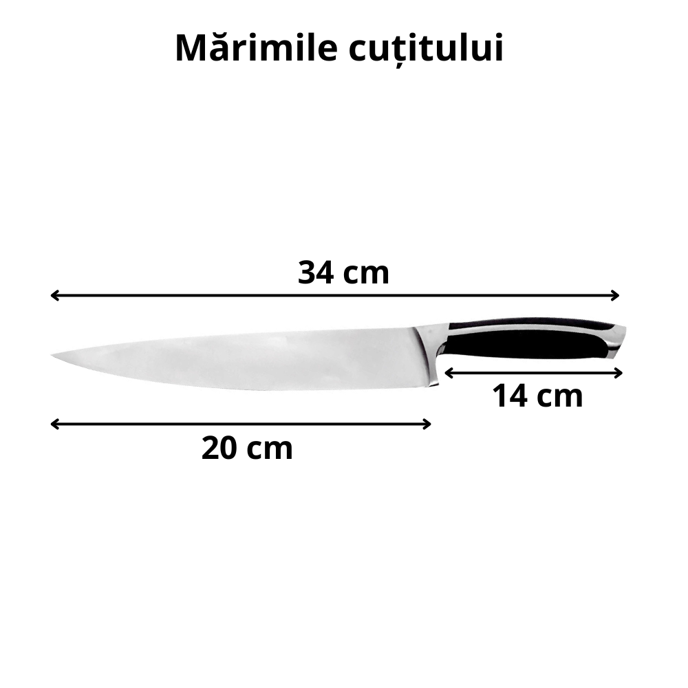 Cutit de bucatarie Koken, filetare peste si carne, otel inoxidabil, 56±HRC, taiere precisa si rezistenta indelungata, antiderapant, Lama 20 cm