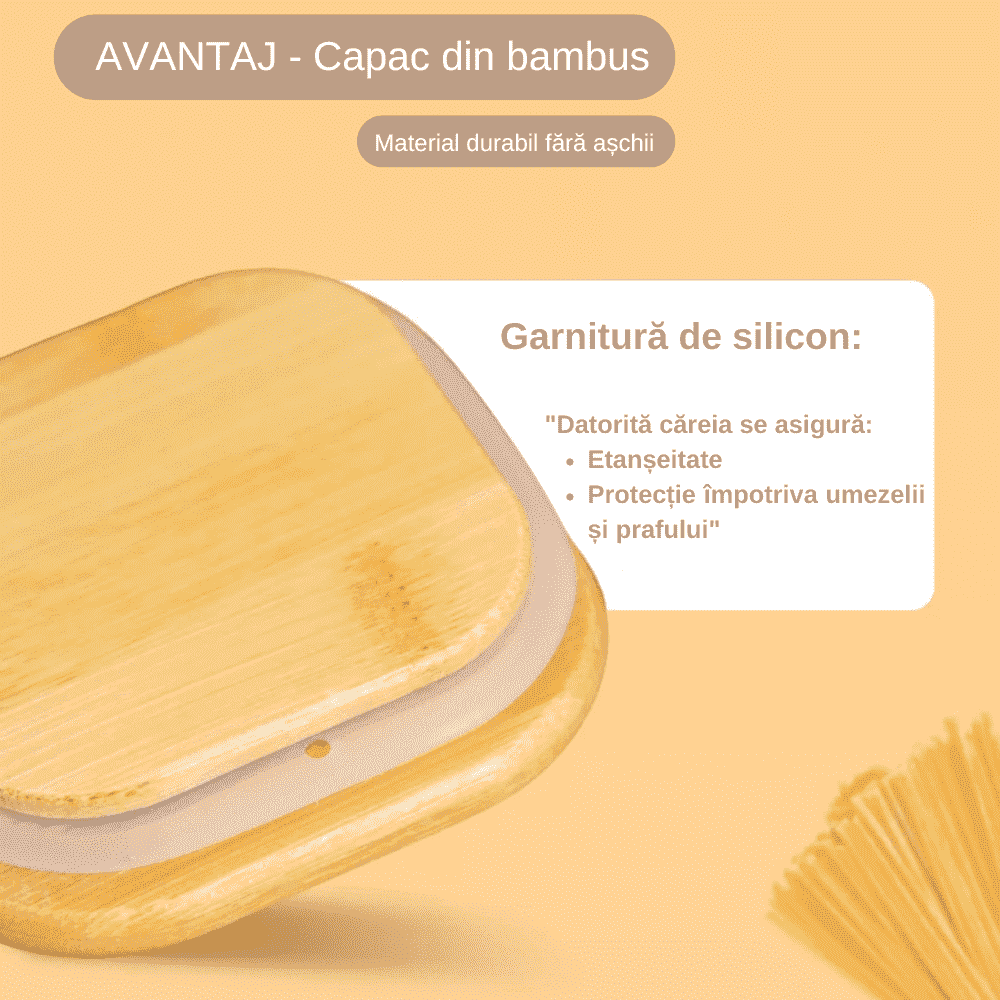 Set of 20 Square Borosilicate Glass Containers with Airtight Bamboo Lids Koken, for Dry Food and Grain Storage,