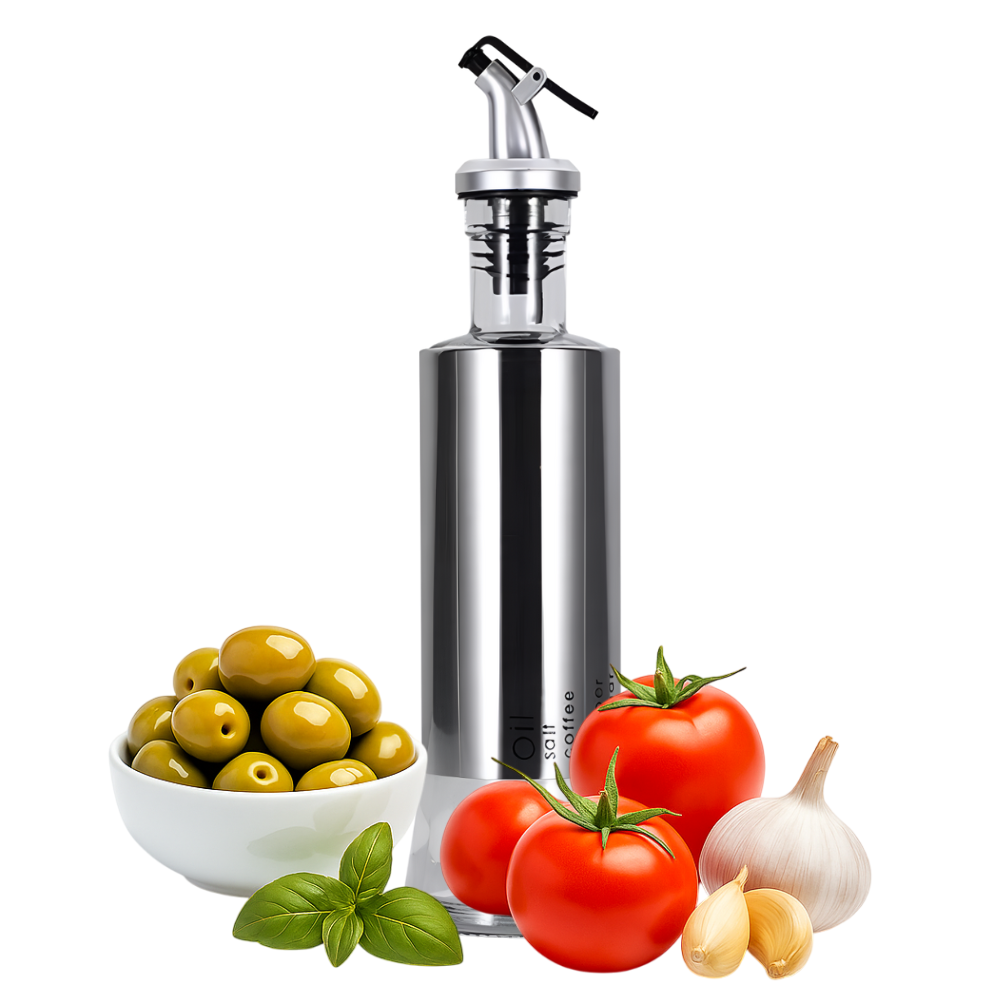 Oliviera Koken, 350ml din Inox, pentru Ulei, Oțet, Sos de Soia, Argintiu