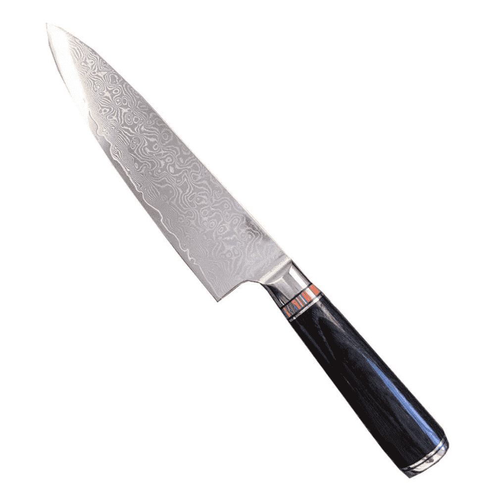 Professional Japanese Damascus steel knife, 67 layers, 20 cm blade, Pakka wood handle, Corrosion Resistant, Black