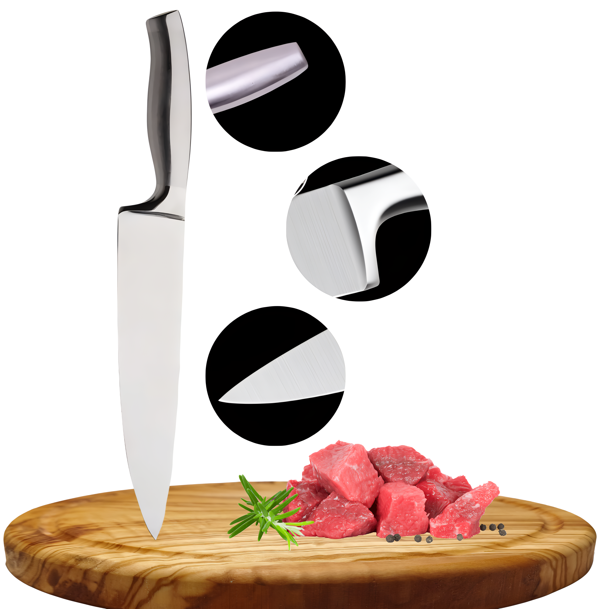 Cutit de bucatar profesional Koken din otel inoxidabil, 33 cm, 56±HRC, maner ergonomic, cutit de bucatarie pentru feliere si taiere precisa