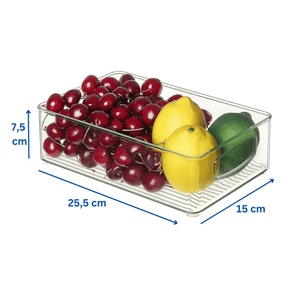 Koken Storage Boxes Set, for refrigerator, office, kitchen, can also be stacked, transparent and easy to clean, 25.5 x 15 x 7.5 cm