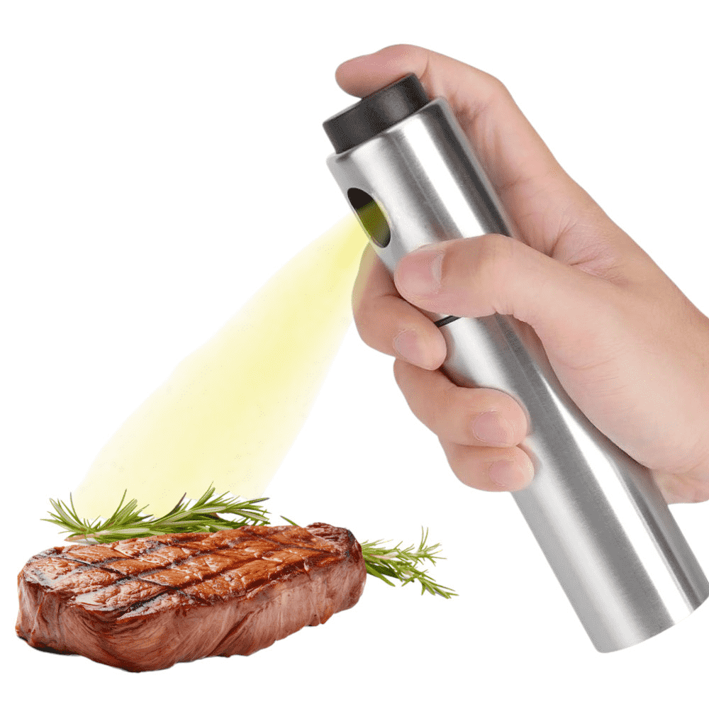 Oliveira sprayer Koken, Oil and vinegar sprayer made of stainless steel/plastic, 17.8 x 4 cm, Silver/Black + PP plastic funnel
