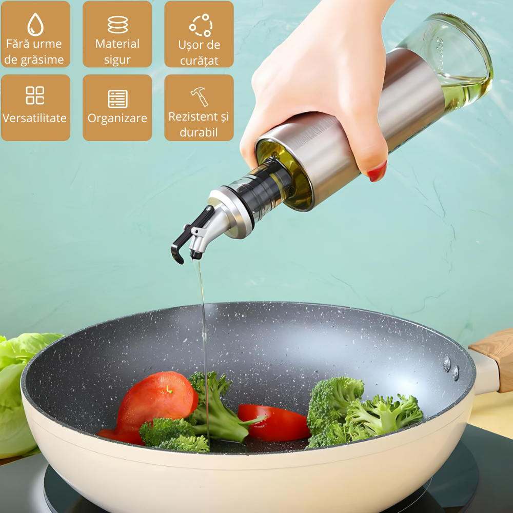 Oliviera Koken, 350ml din Inox, pentru Ulei, Oțet, Sos de Soia, Argintiu