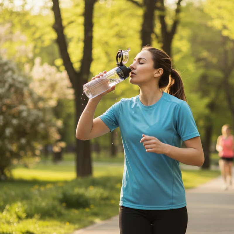 Sticla de apa, pentru sport Koken 550ml, sticla borosilicata cu capac plastic alimentar fara BPA, husa, 23,5 x 6,5 cm, pentru apă/suc/ceai, Transparent/Negru