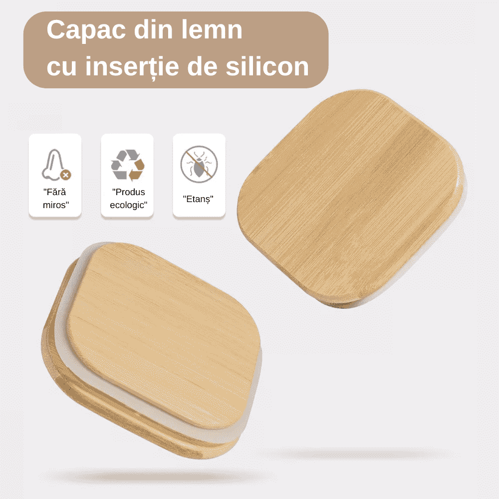 Set of 14 Square Borosilicate Glass Containers with Airtight Bamboo Lids Koken, for Dry Food and Grain Storage