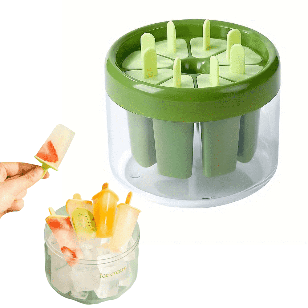 Formă pentru Înghețată Koken, Matrita cu 8 compartimente din Plastic Ecologic, Verde, 11x13 cm