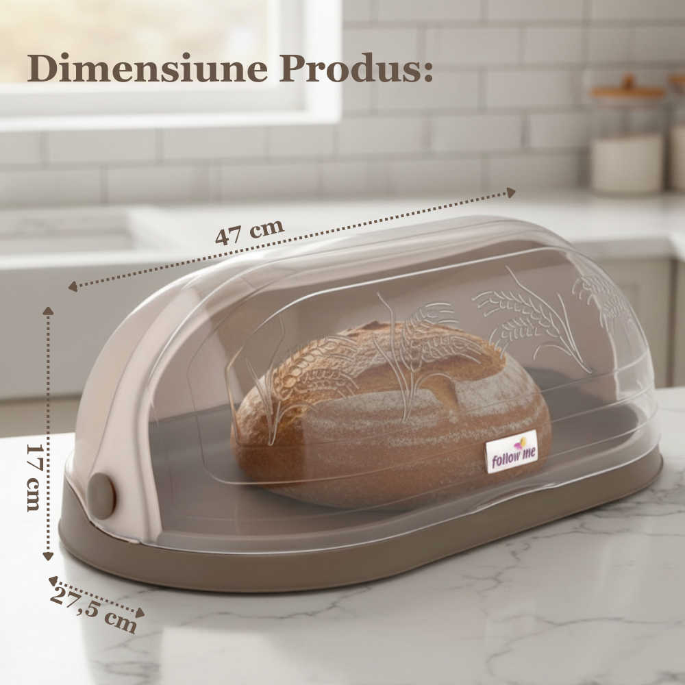Cutie de Paine Koken, capacitate mare, suport pentru paine cu fereastra, design elegant, asamblare usoara, Plastic PP, Free BPA, 47x27,5x17cm