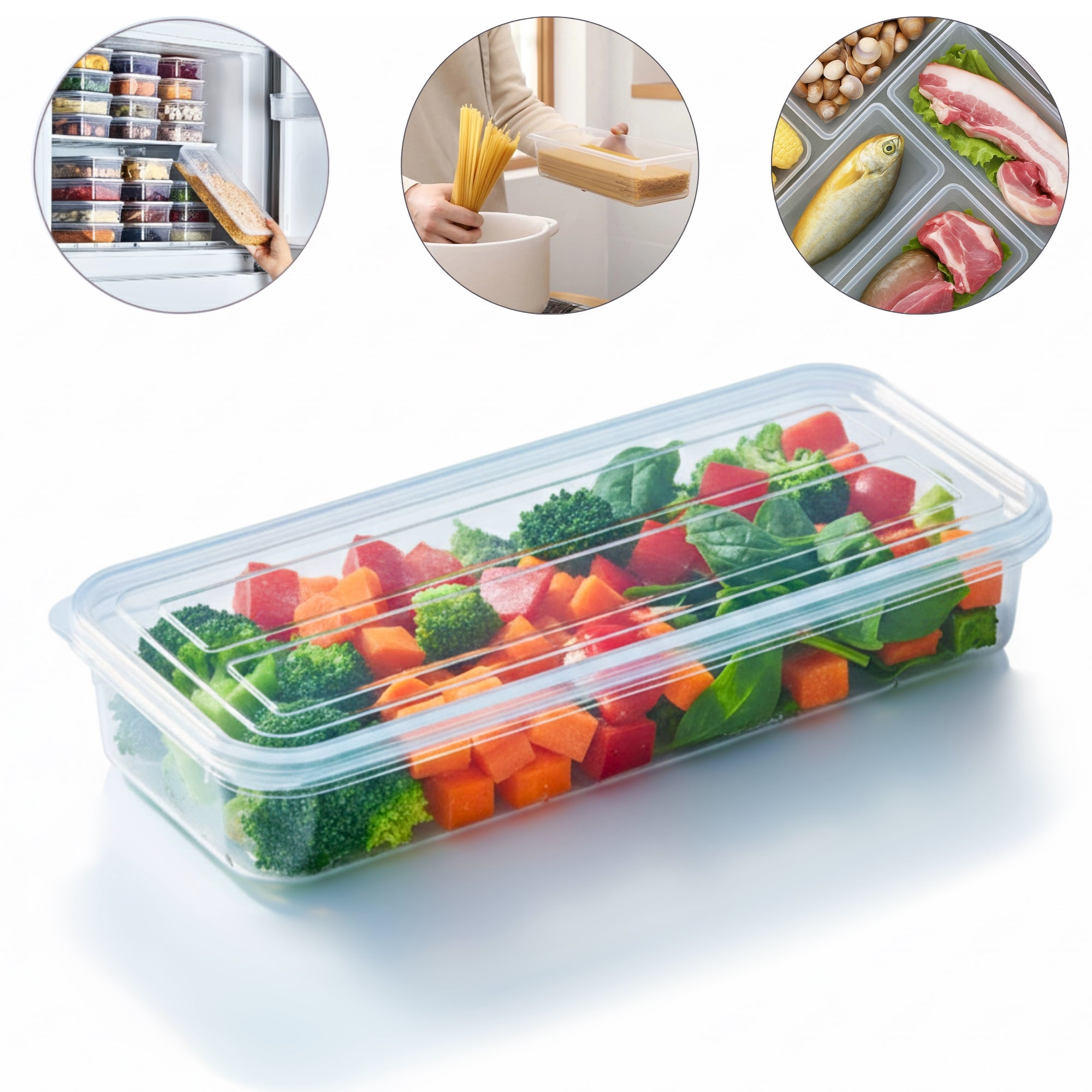 Organziator frigider Koken transparent, ideal pentru frigider, congelator, bucatarie.
