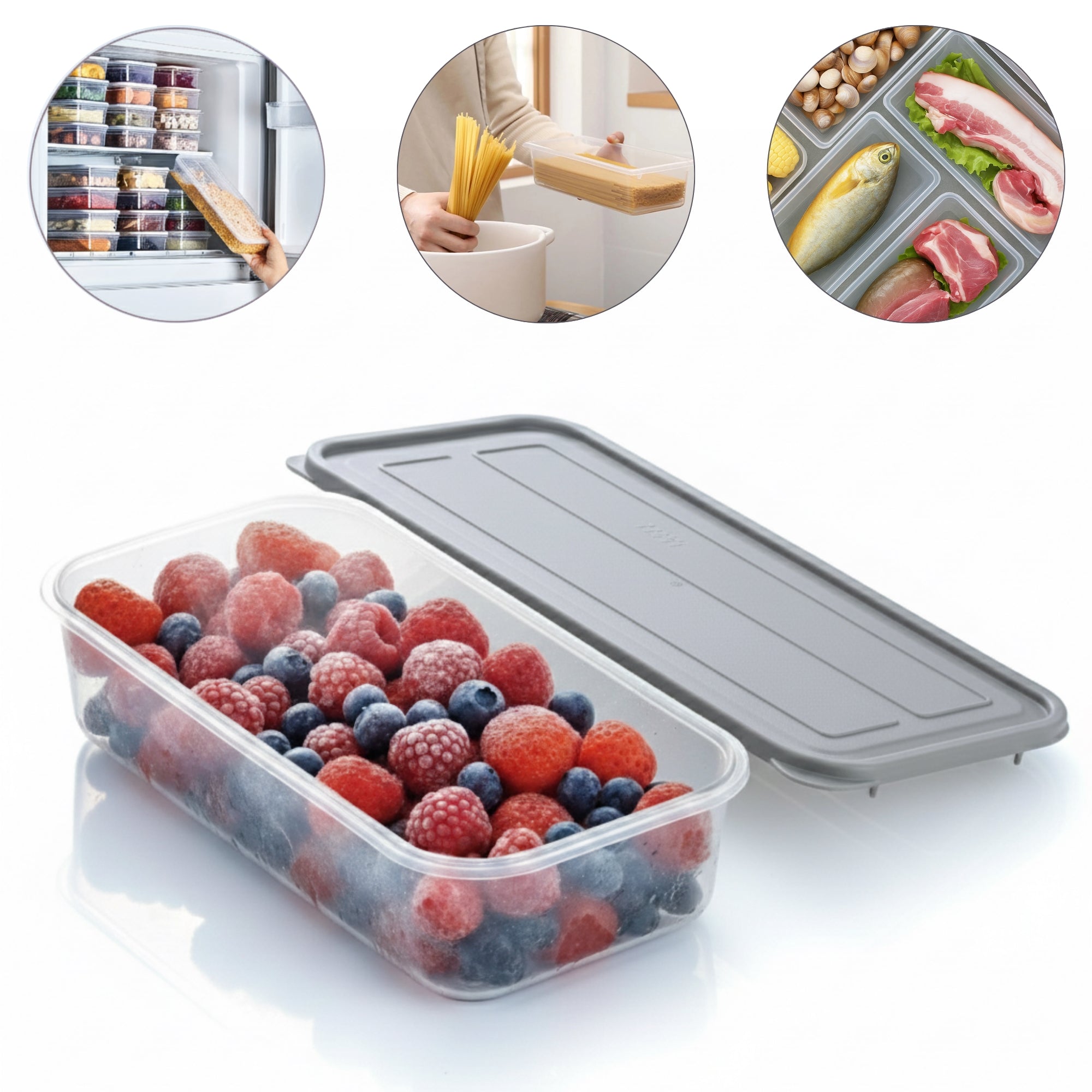 Organziator frigider Koken transparent, ideal pentru frigider, congelator, bucatarie.