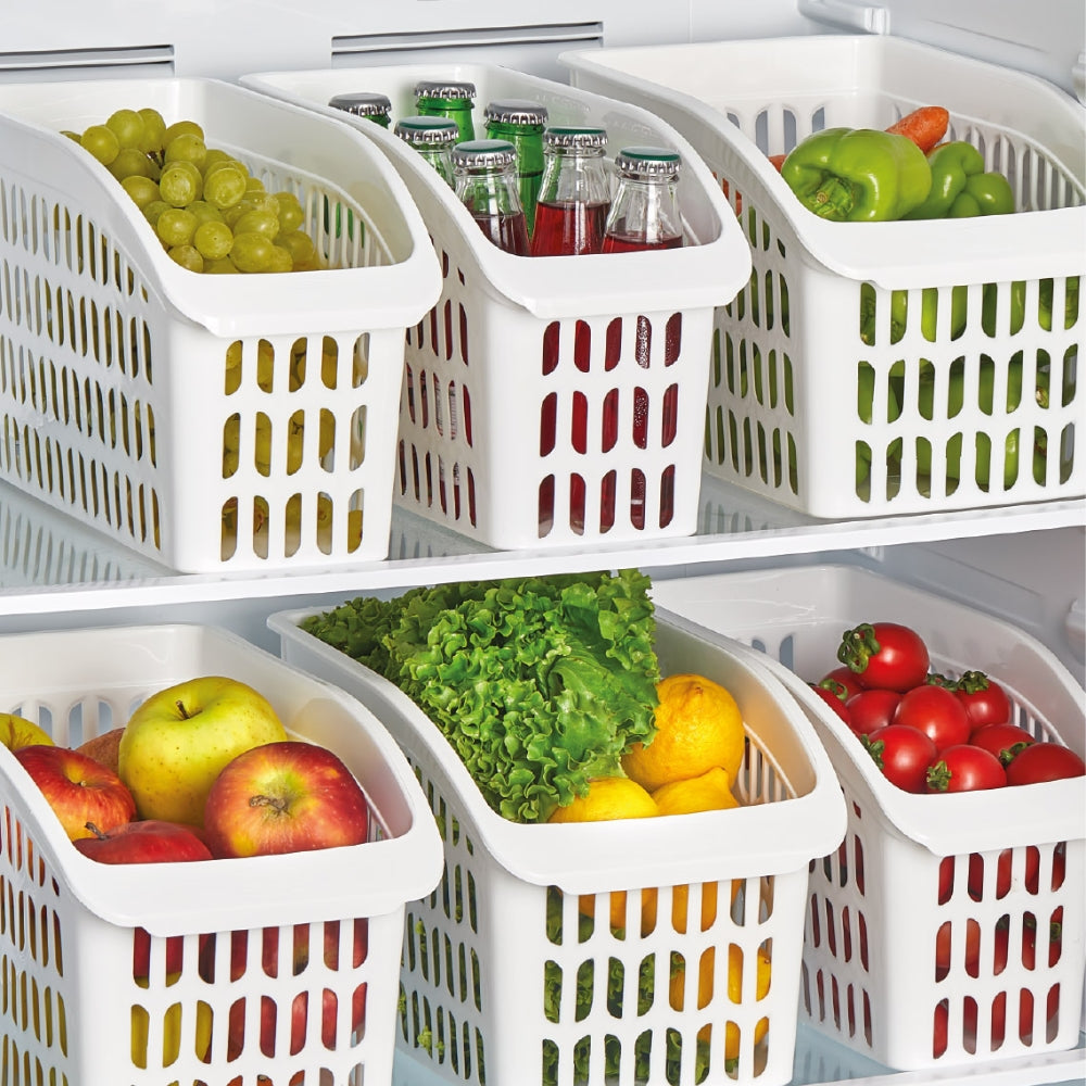 Organizator Frigider Koken, plastic PP, BPA free, cutie pentru cămară, baie, frigider, Multifunctional, 1 Compartiment principal, Potrivit Mașina de Spălat Vase, Alb, 2 dimensiuni disponibile