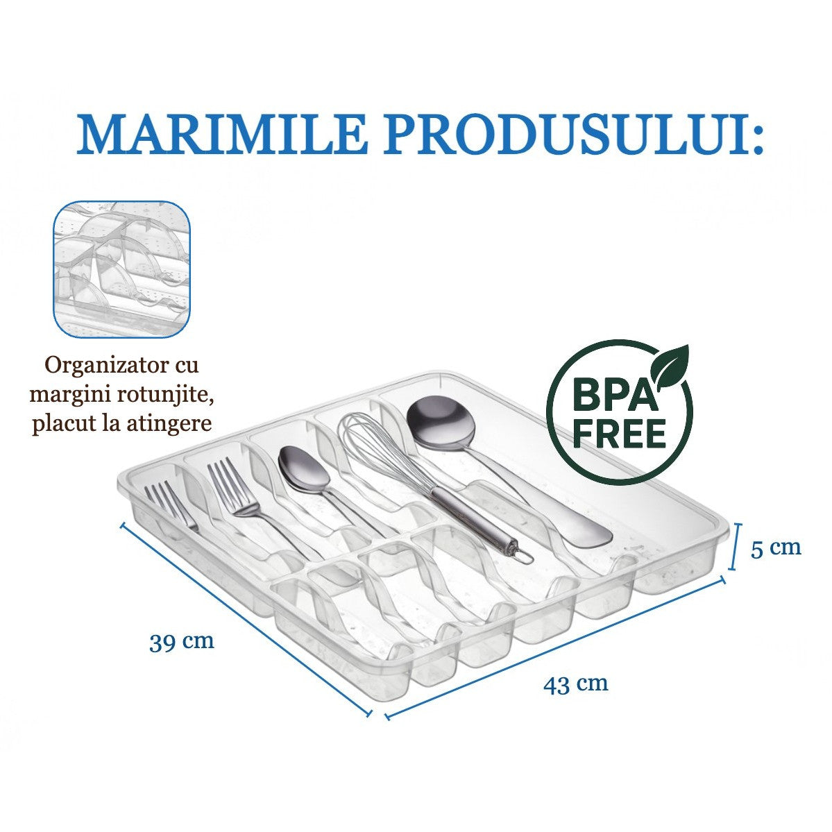 Organizator tacamuri Koken. Poza cu marimi - lungime 43cm, latime 39cm, inaltime 5cm.