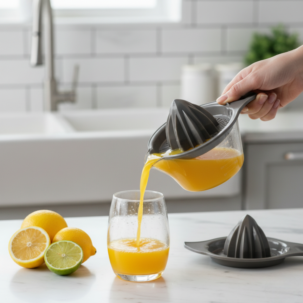 Storcator manual de citrice Koken, Plastic PP, BPA Free, Presa robusta de citrice pentru sucuri, Cu Vas Colector si Sita,