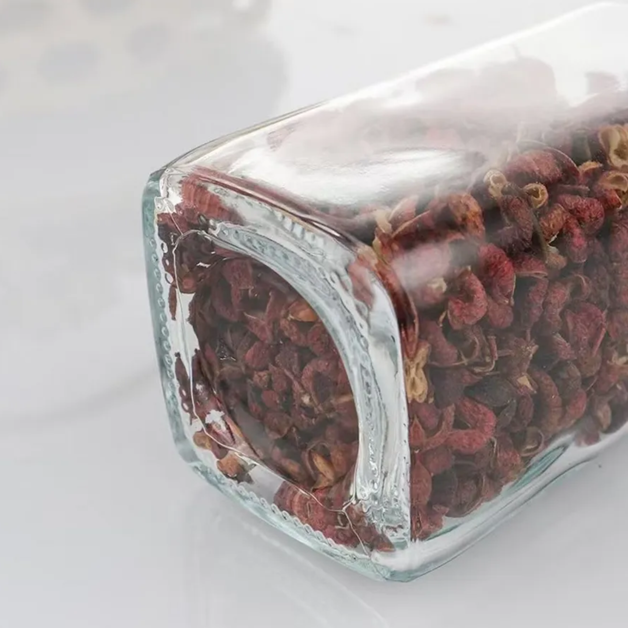 Set 6 Recipiente Organizatoare Condimente din Sticla, Capac plastic alimentar, suport Bambus, Borcane Bucatarie, Fara BPA, Transparente