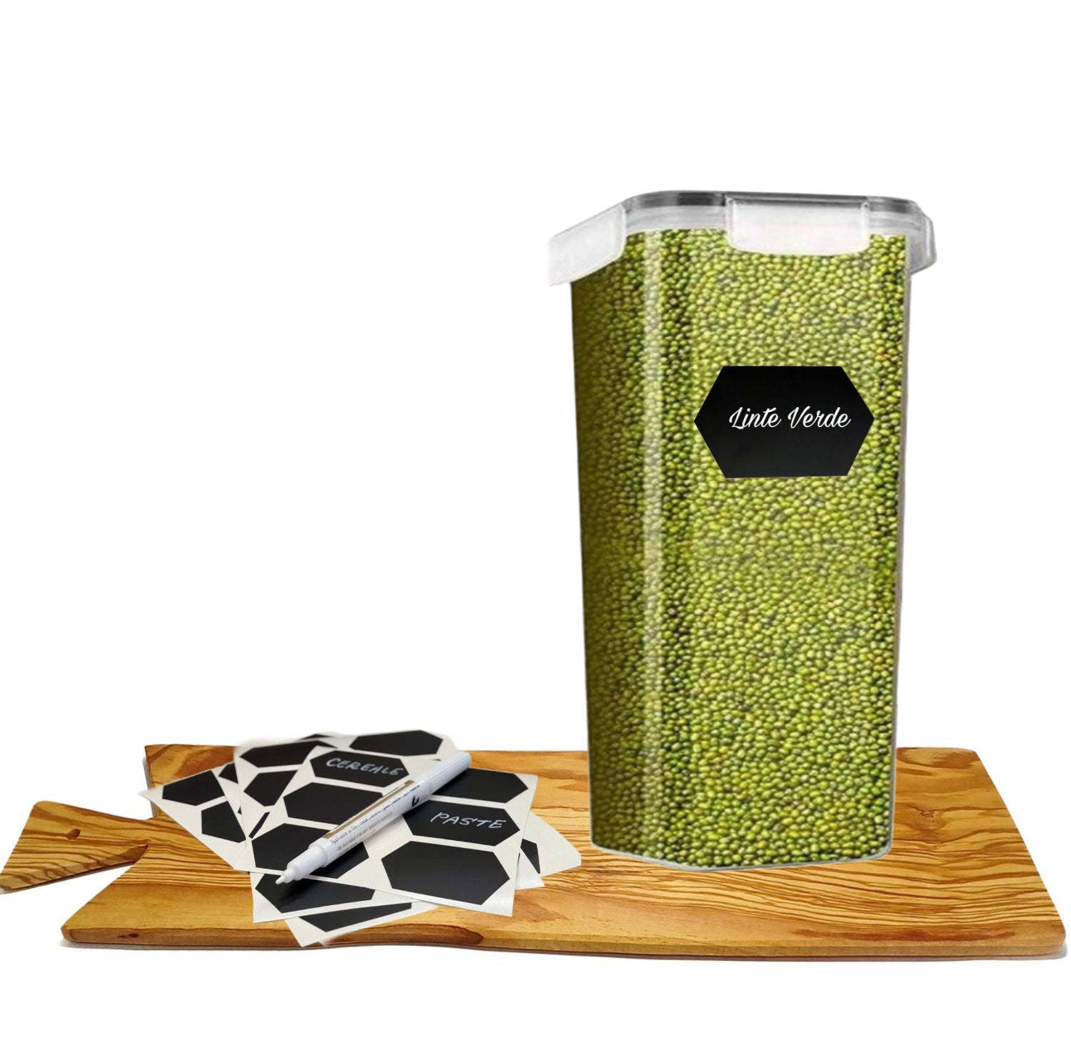 Recipient de depozitare alimente, etanse de 2 L, Koken cutie depozitare cu capac, plastic fara BPA, compatibile cu congelator/cuptor cu microunde/masina de spalat vase, Transparent/Negru