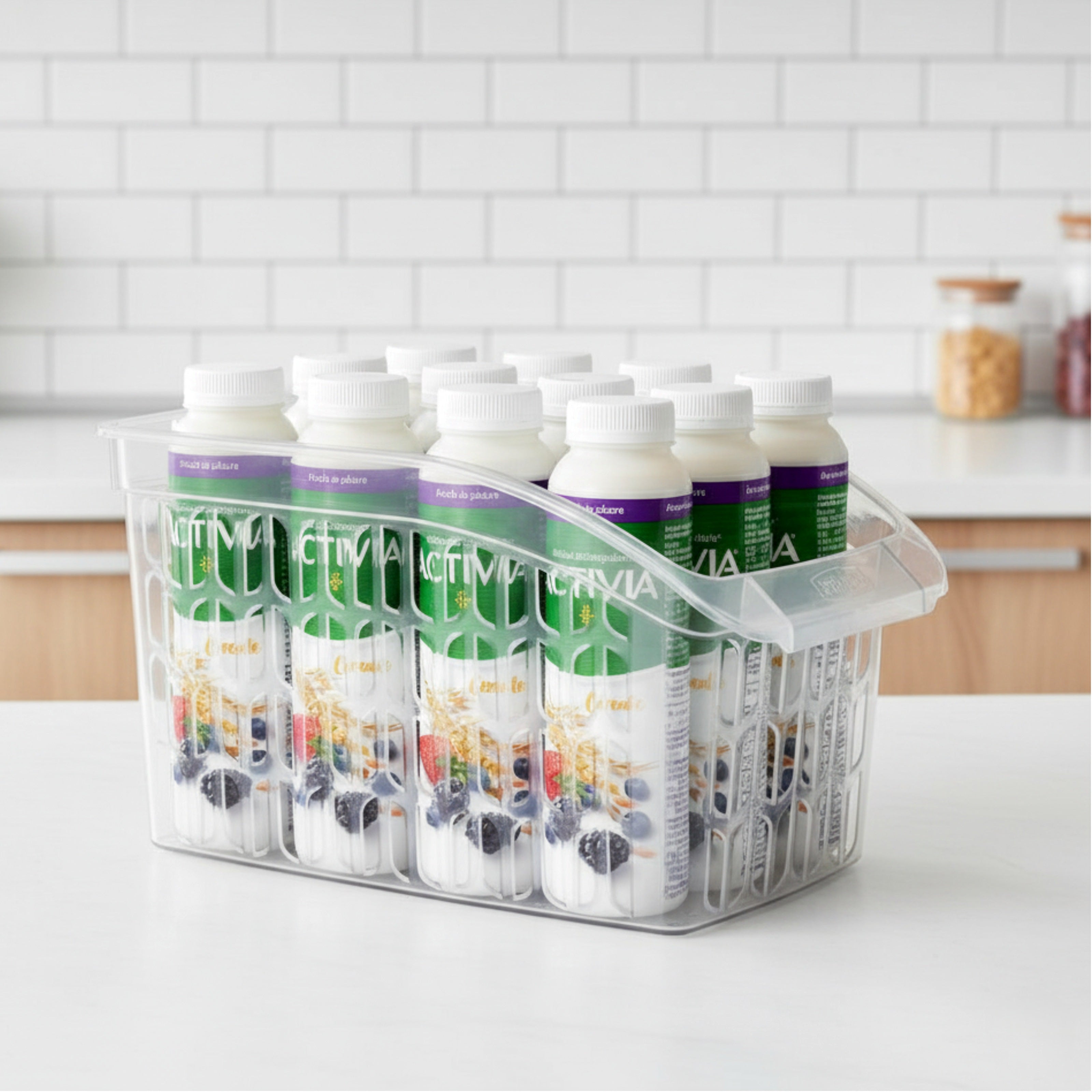 Organizator Frigider Koken, plastic PP, BPA free, cutie pentru cămară, baie, frigider, Multifunctional, 1 Compartiment principal, Potrivit Mașina de Spălat Vase, Transparent, 2 dimensiuni disponibile
