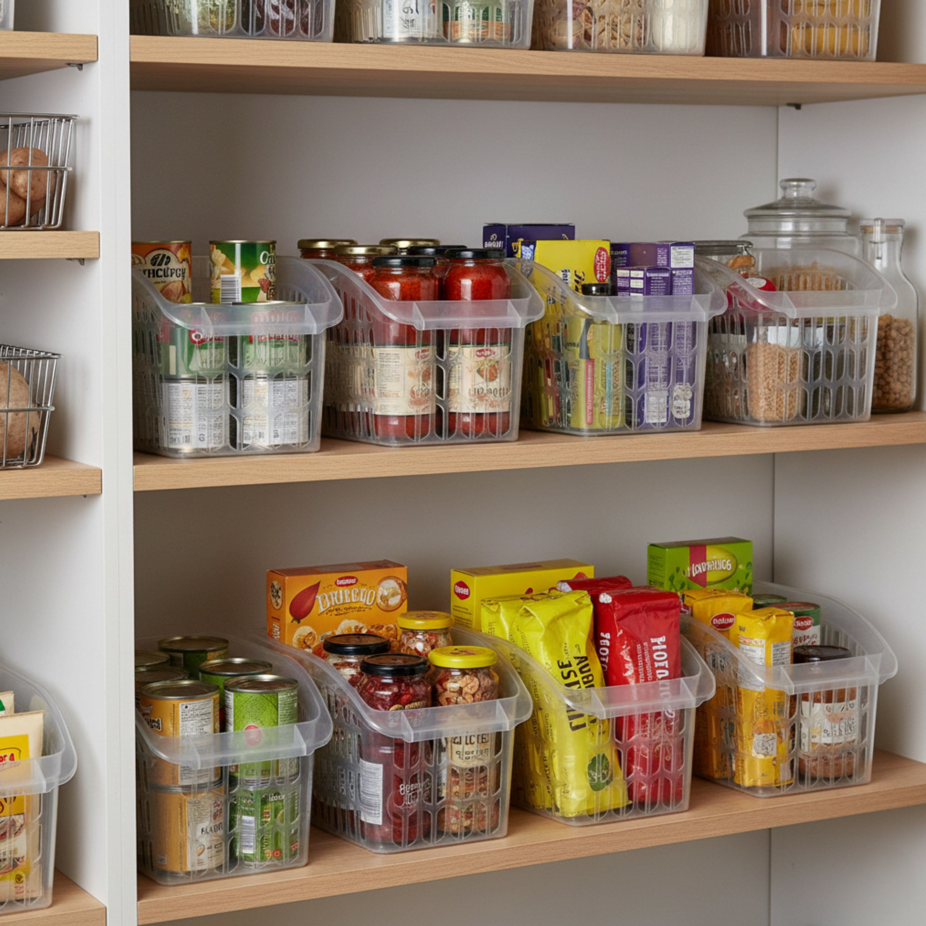 Organizator Frigider Koken, plastic PP, BPA free, cutie pentru cămară, baie, frigider, Multifunctional, 1 Compartiment principal, Potrivit Mașina de Spălat Vase, Transparent, 2 dimensiuni disponibile