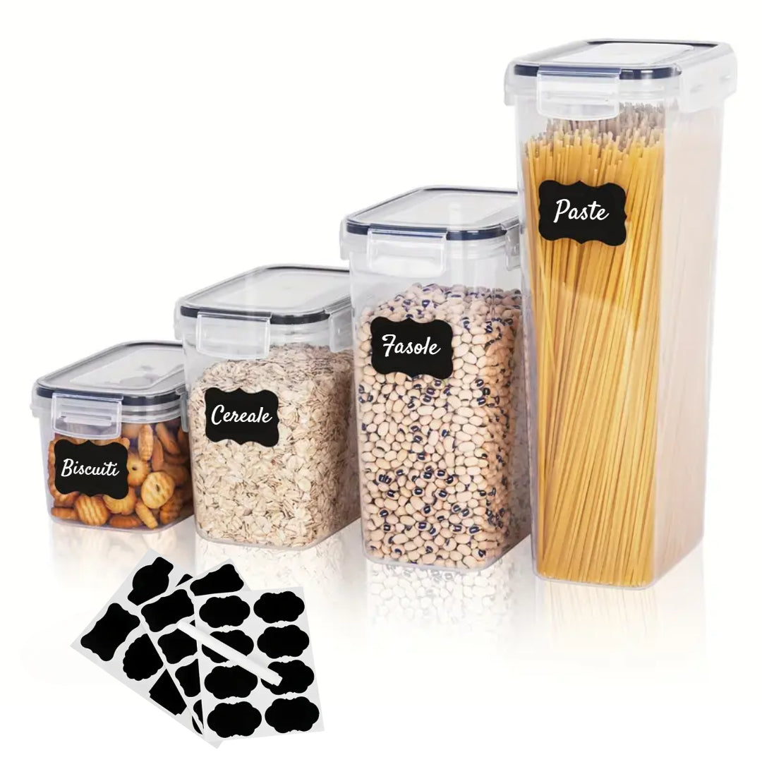 Create your own set of BPA-free plastic containers, in various sizes, with leak-proof lids, Transparent/Black, Koken 