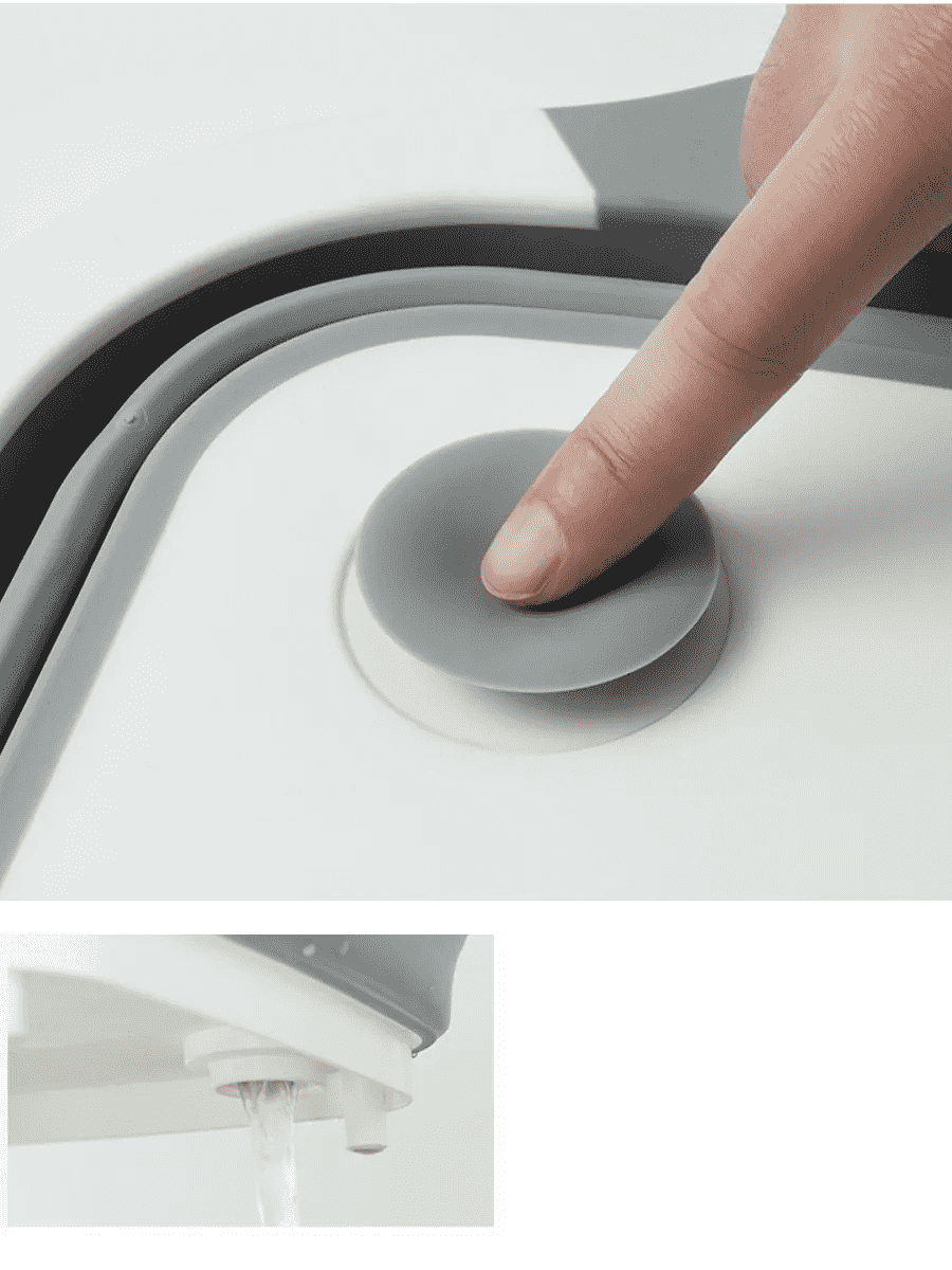 Tocator Multifunctional 3in1 Koken, Cos depozitare Fructe si Legume, Vas Pliabil pentru spalare, Capacitate 5L, Zona de Scurgere, Picioare Anti-Aderente, Gri/Alb