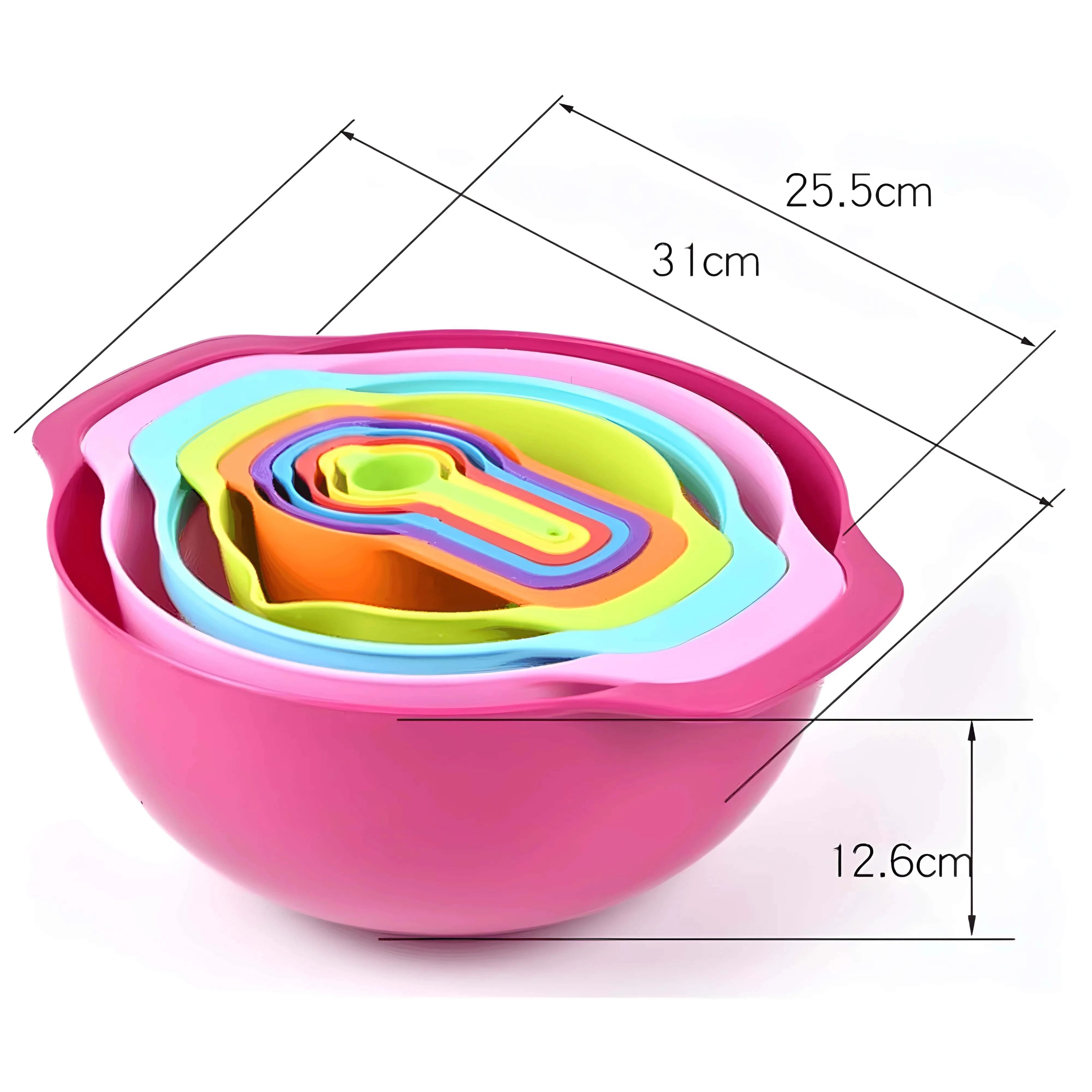 Imagine care prezintă dimensiunile bolului mare: diametru de 25,5 cm și înălțime de 12,6 cm."