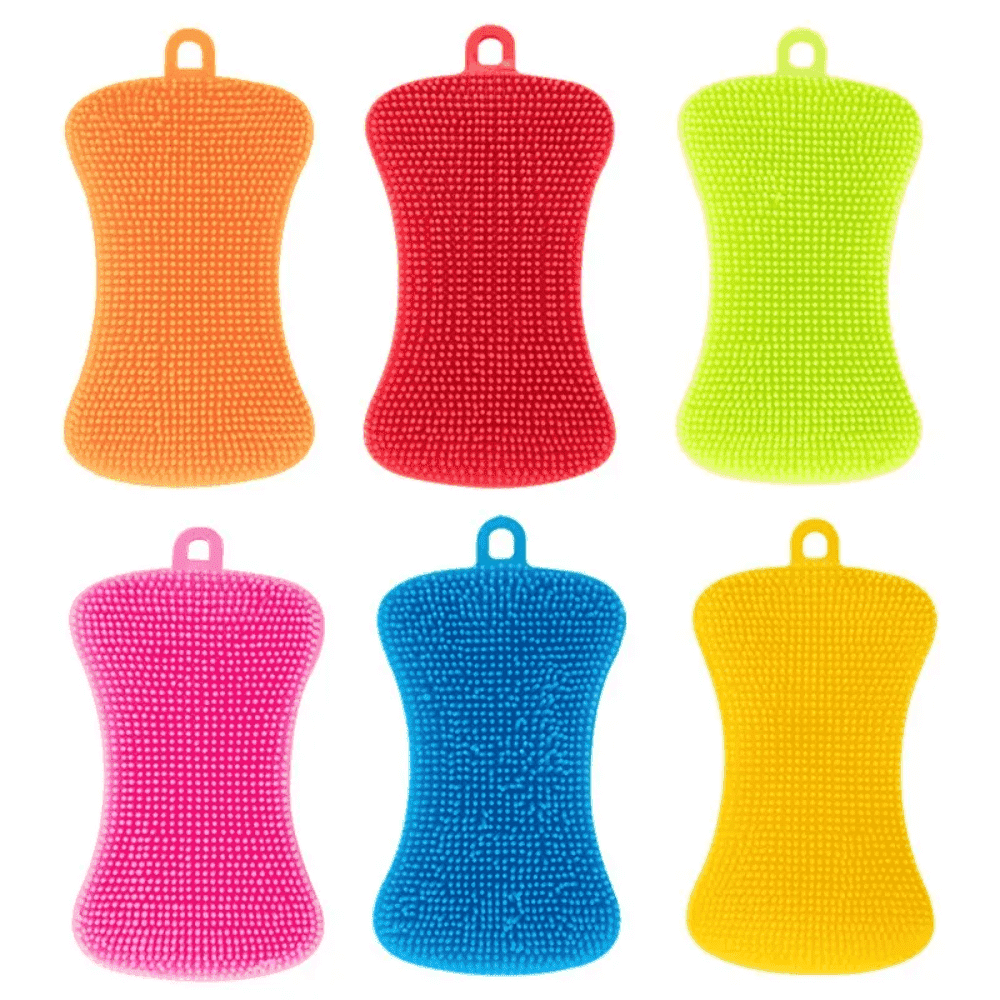 Burete Silicon Koken.ro, Set bureti de vase multifunctional, Rezistent, Reutilizabill, pentru Bucatarie/Baie, Antibacterian, Multicolor, 12,5 x 7 cm - köken