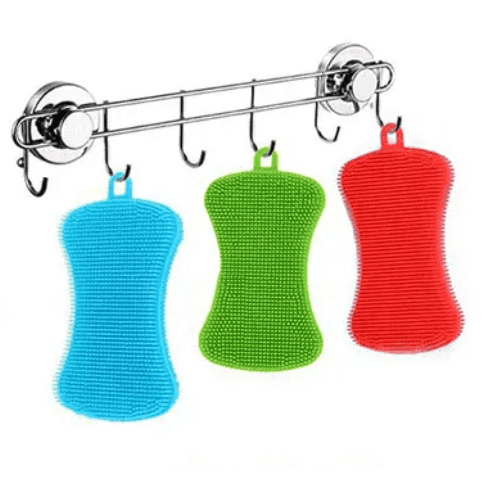 Burete Silicon Koken.ro, Set bureti de vase multifunctional, Rezistent, Reutilizabill, pentru Bucatarie/Baie, Antibacterian, Multicolor, 12,5 x 7 cm - köken