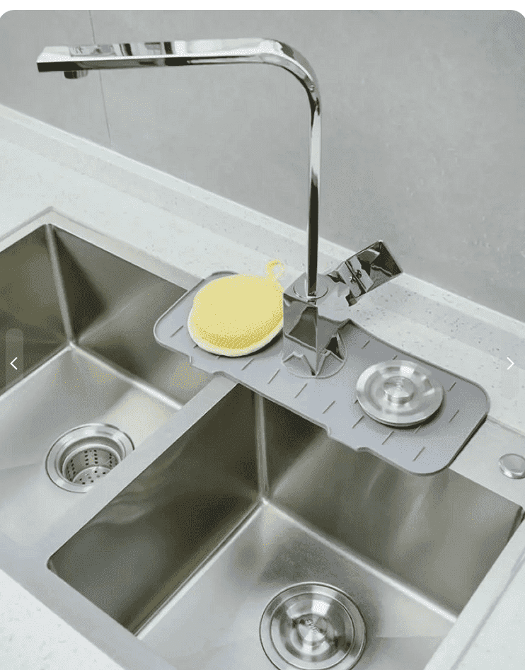 Covoras protectie chiuveta Koken.ro, Protectie anti-stropire, Silicon, pliabil, suprafata anti-alunecare, 37 x 14 x 6,3 cm, Gri - köken