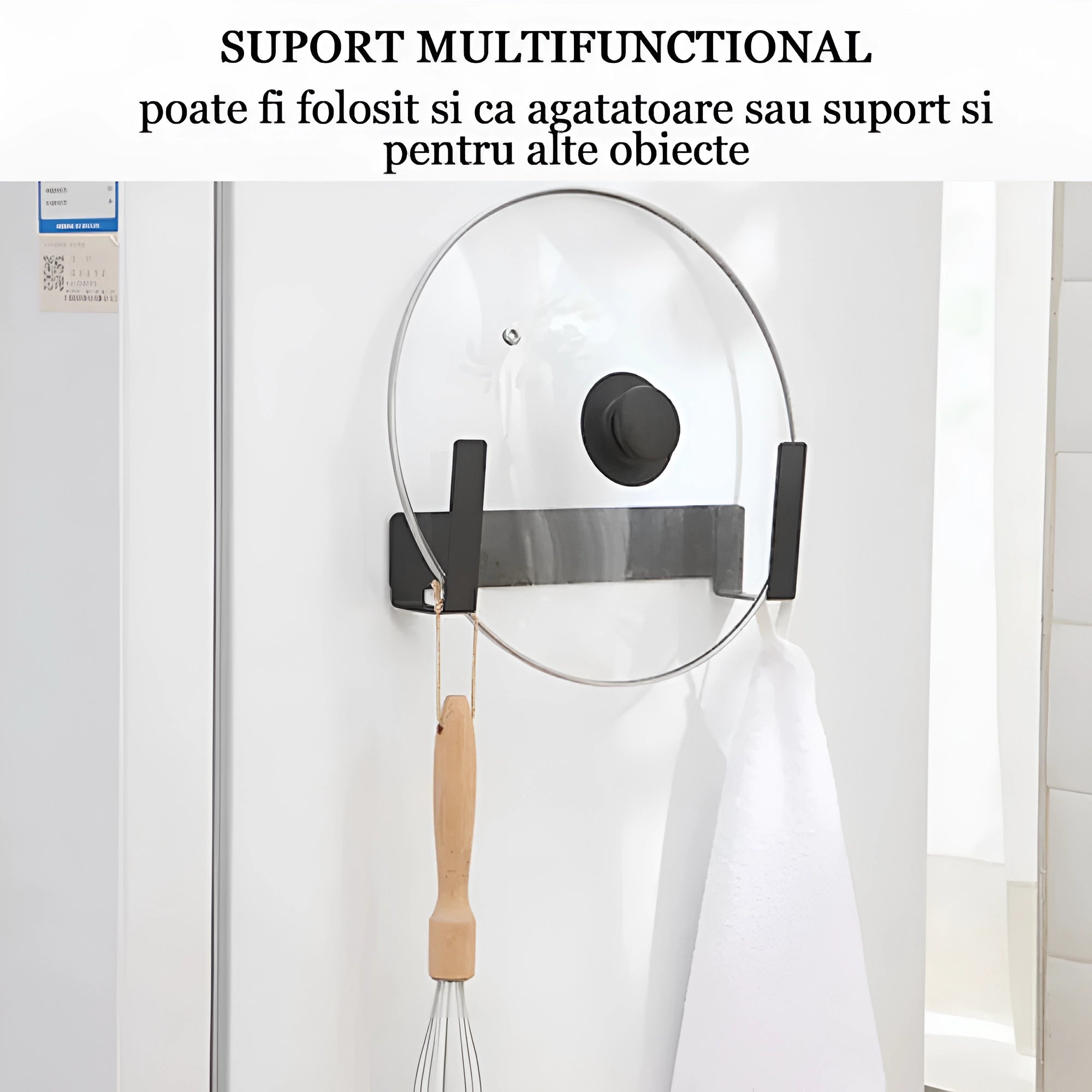 In poza este prezentat suportul multifunctional care poate fi folosit si ca agatatoare sau suport si pentru alte obiecte.