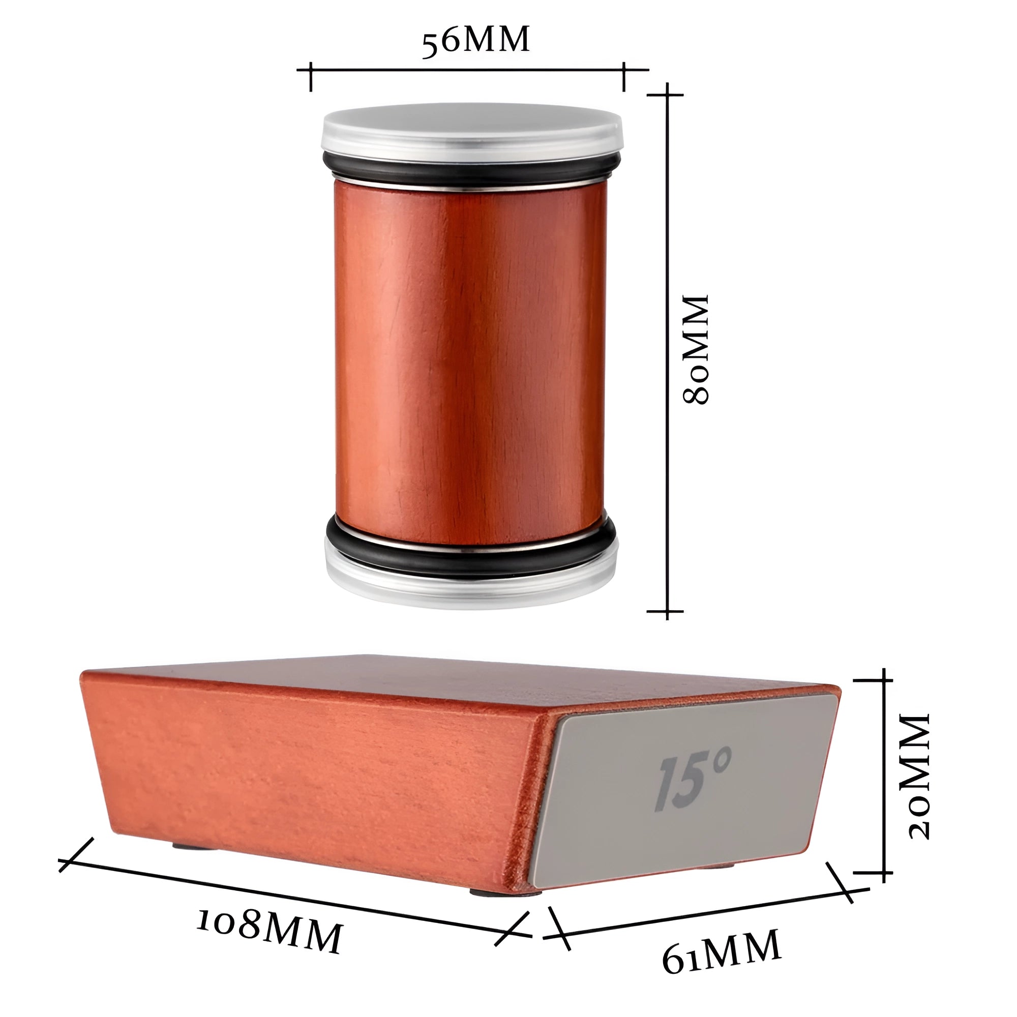 In poza sunt prezentate marimile kitului de ascutire: 56 mm x 80 mm; 108 mm x 20 mm.
