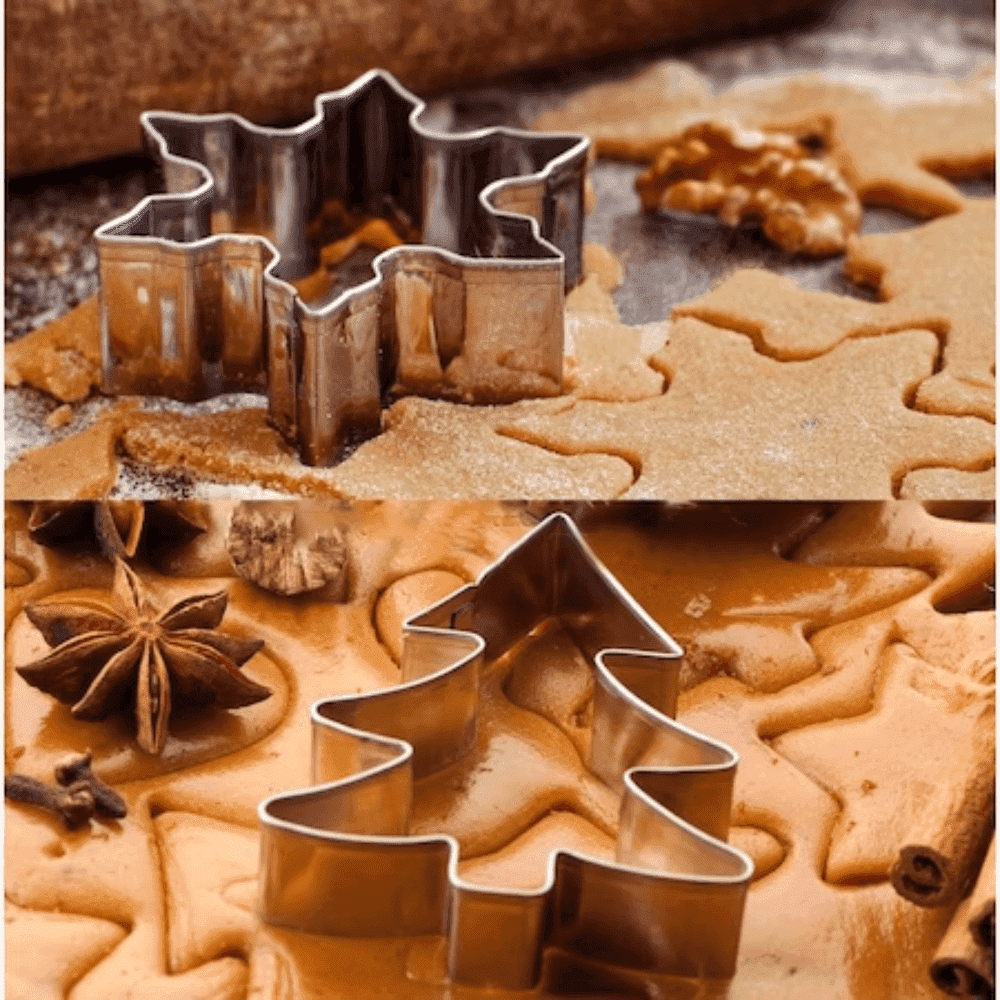 Forme pentru Fursecuri Craciun Koken.ro, Otel inoxidabil, Set 10 forme de taiat prajituri, Model Craciun, Argintiu - köken