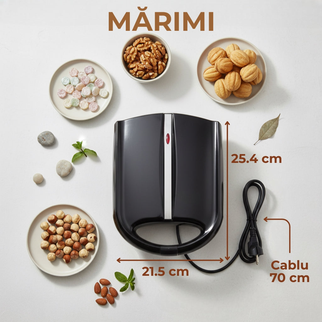 Grill negru cu indicator luminos de incalzire KOKEN cu Marimi de 25.4 cm lungime, 21.5 cm latime, cablu 70 cm.