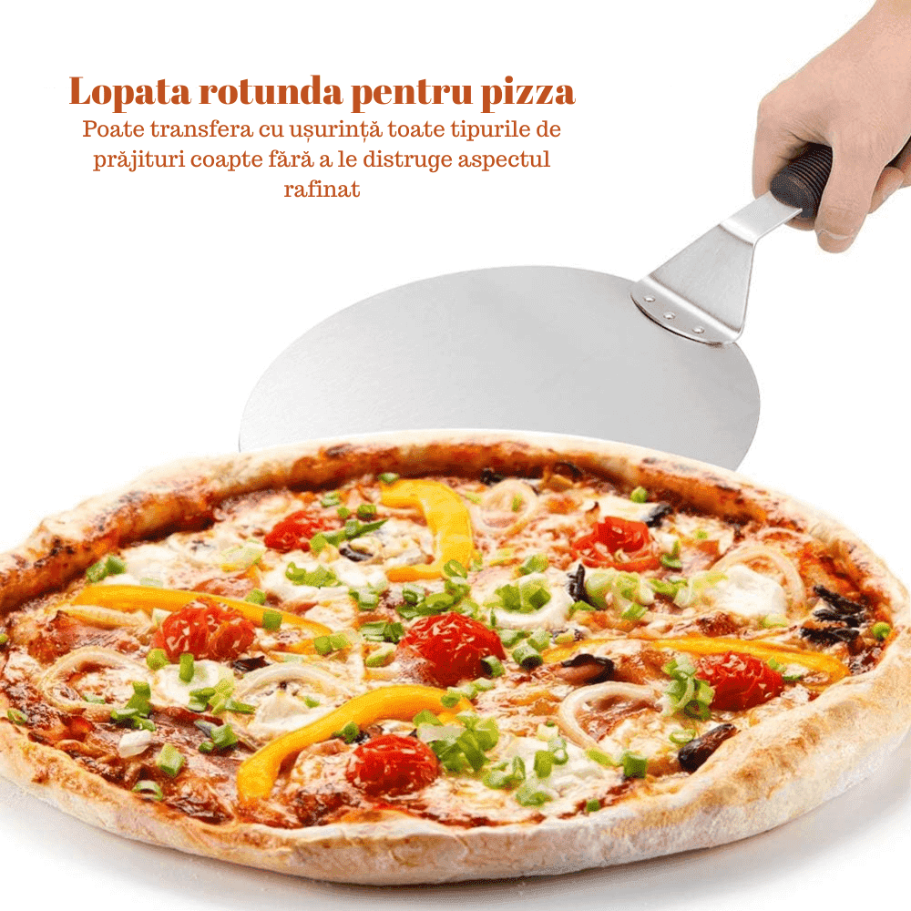 Lopata pizza Koken, tava rotundă din oțel inoxidabil, Maner Plastic, spatula - köken