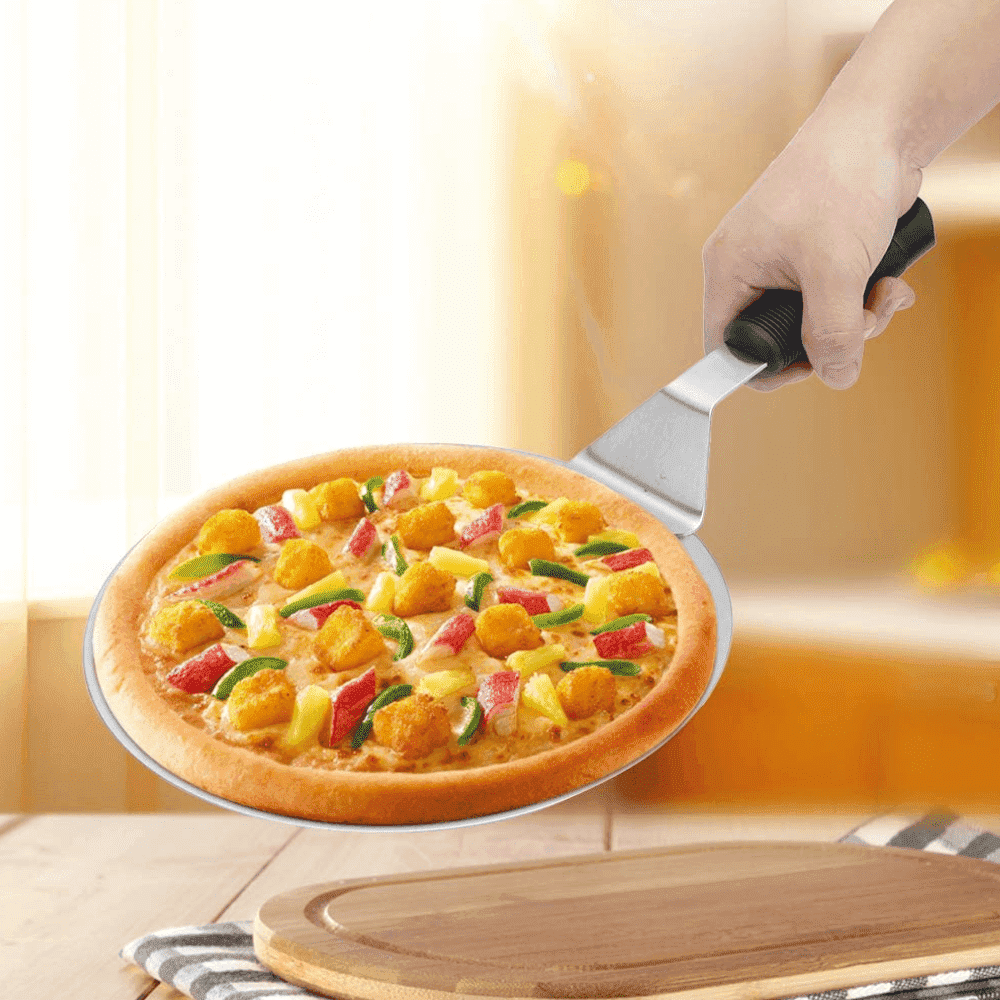Lopata pizza Koken, tava rotundă din oțel inoxidabil, Maner Plastic, spatula - köken