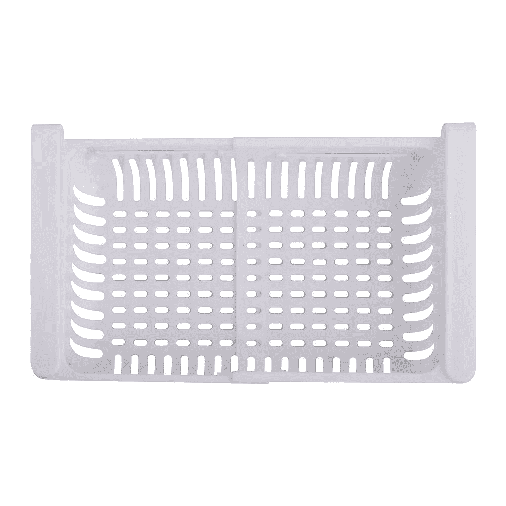 Organizator pentru frigider sau raft Extensibil Koken.ro, organizare eficientă, Cos de depozitare din plastic, depozitare convenabilă, aspect modern, 28x15.5x6 cm, Alb - köken