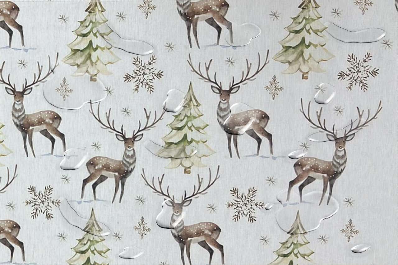 Traversa de masa 180x40cm, din bumbac impermeabil, fata de masa imprimeu Craciun 3D, Koken, Rezistenta la pete si murdarie