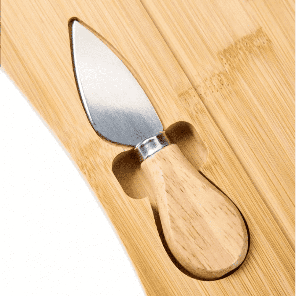 Platou servire cascaval Koken.ro, Set de 3 tacamuri, bambus/otel inoxidabil, Lemn - köken