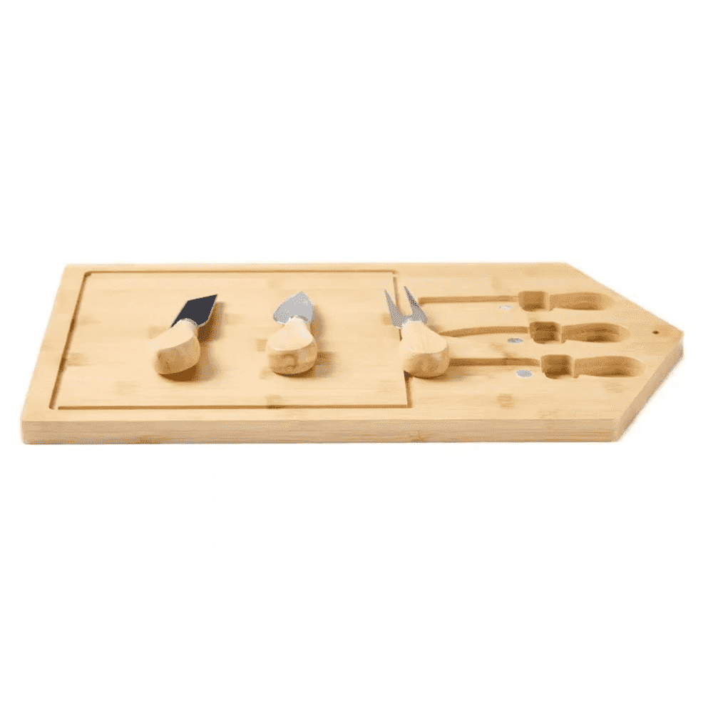 Platou servire cascaval Koken.ro, Set de 3 tacamuri, bambus/otel inoxidabil, Lemn - köken