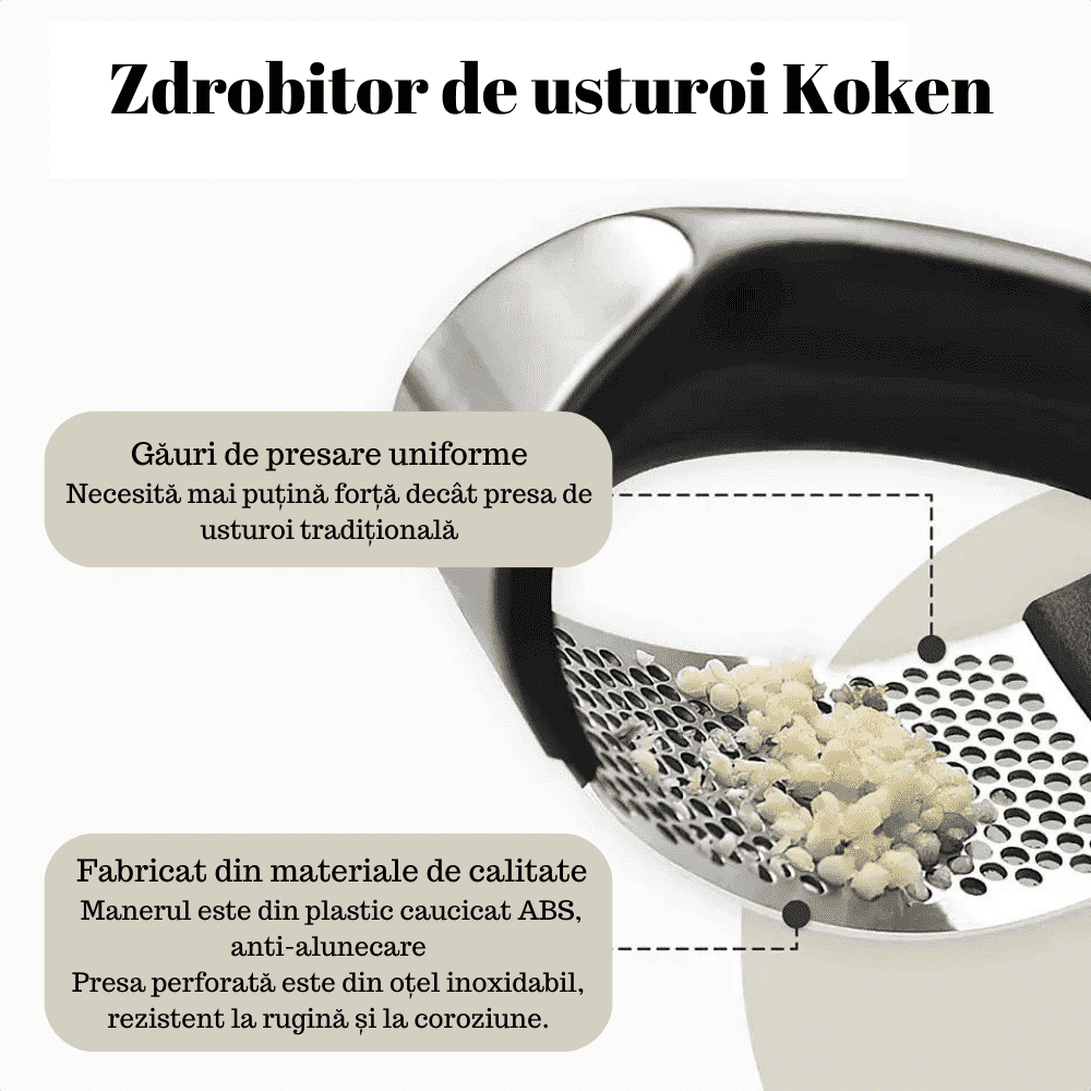 Presa pentru usturoi, zdrobitor manual curbat, Maner din plastic caucicat ABS, Anti-alunecare, Zdrobitorul oțel inoxidabil, Rezistent la Rugina, Negru - köken