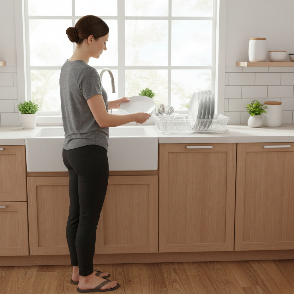 Scurgator Vase, Suport pentru uscat vase, farfurii, tacamuri, pahare si cani Koken, Suport vesela cu tava pentru blatul de bucatarie 45x36,5x8 cm, Transparent