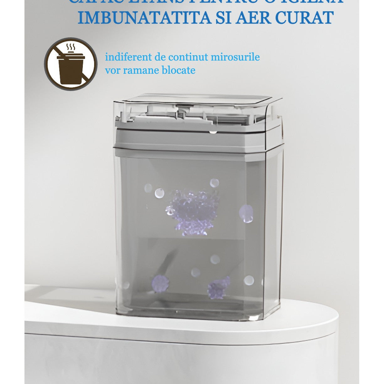 Cos de gunoi cu senzor de miscare infrarosu Koken, 18 L, Cos gunoi bucatarie, capac automat anti-miros, silentios, Rezistent la apa IPX5, Design elegant, 26.5x20.2x31.8 cm, Alb