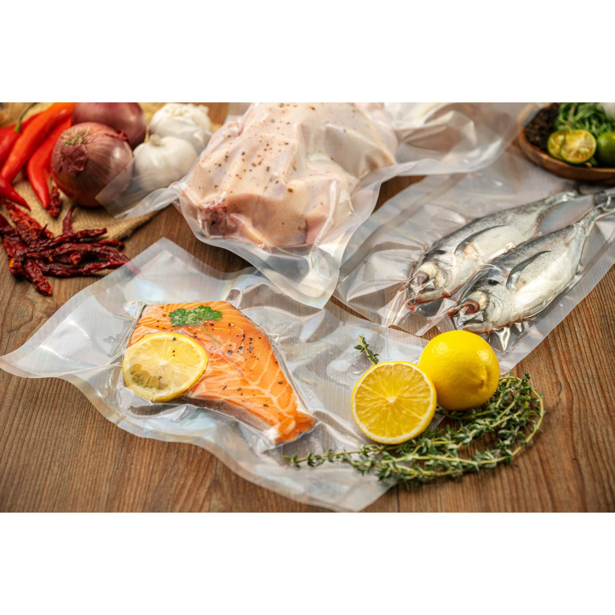 Pungi de vidat gofrate Koken pentru aparat de vidat alimente, 50/100 buc cu dimensiunile 15 x 24, 5 cm, Rezistente, fara BPA, Transparente