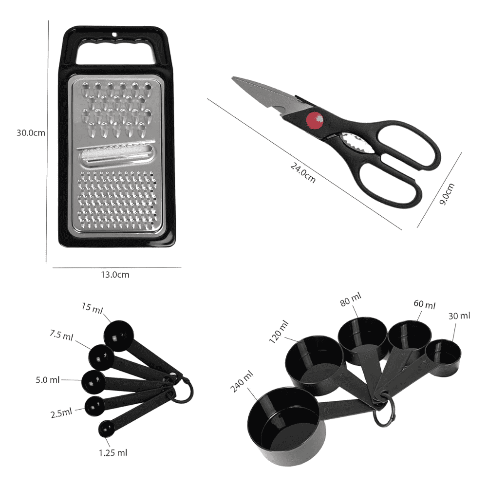 Set Ustensile bucatarie Koken.ro, 17 piese de bucătărie din nailon și oțel inoxidabil, antiaderente și rezistente la căldură + Suport Lingura - köken