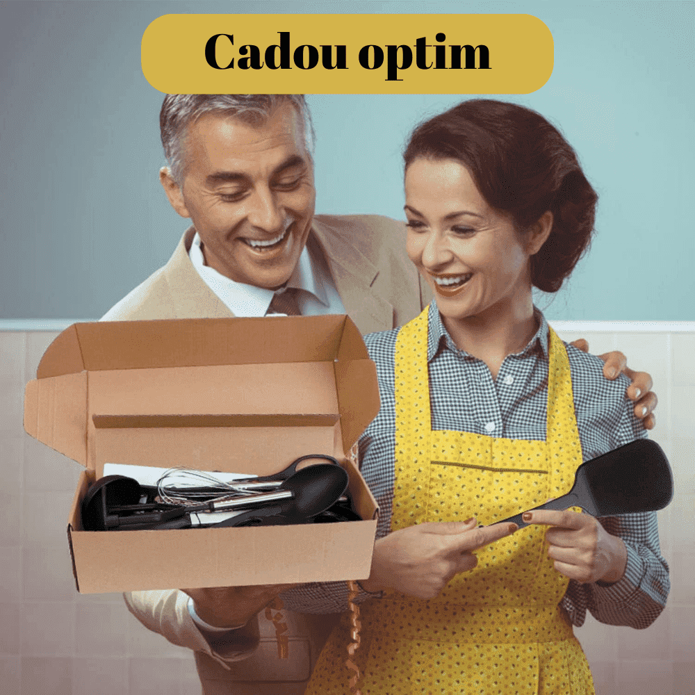 Set Ustensile bucatarie Koken.ro, 17 piese de bucătărie din nailon și oțel inoxidabil, antiaderente și rezistente la căldură + Suport Lingura - köken