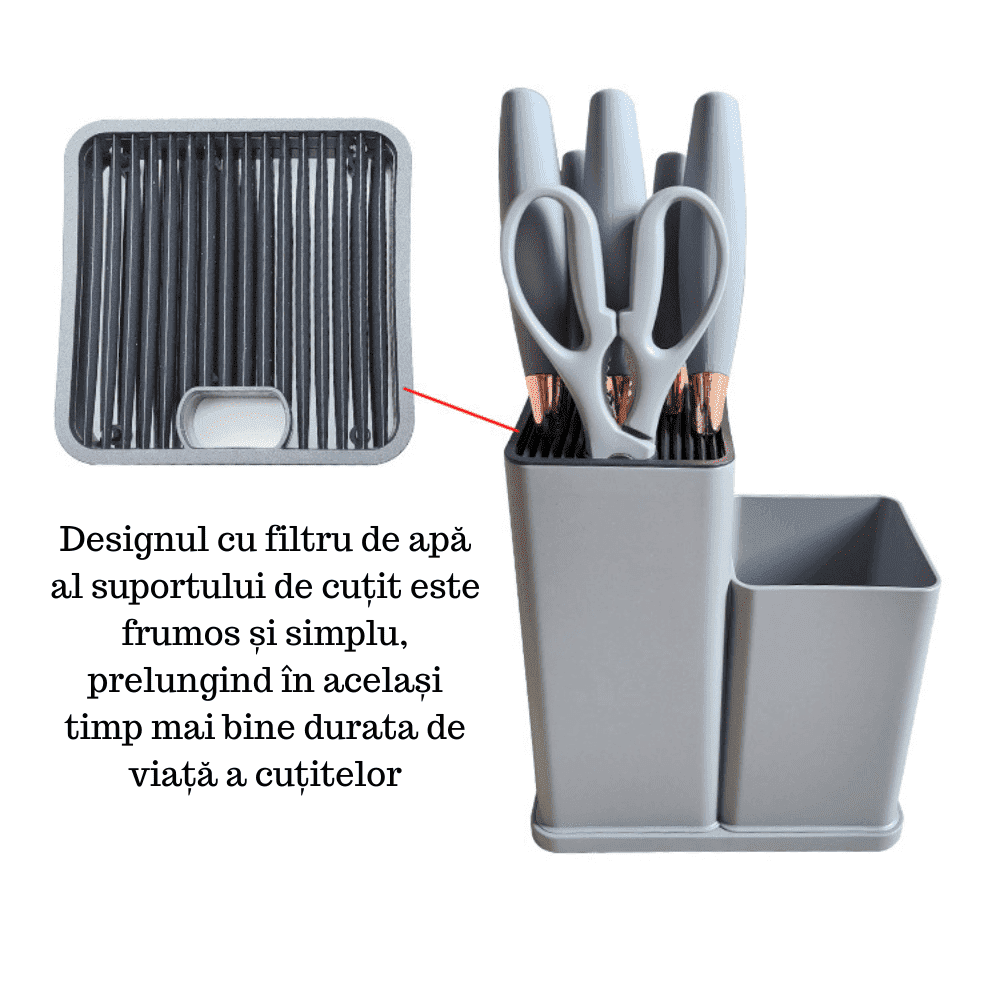 Set Ustensile bucatarie Koken.ro, 19 piese Lemn si Silicon alimentar, Suport/Tocator/Cutite, Termorezistente, Antiaderente, Verde + Suport Lingura - köken