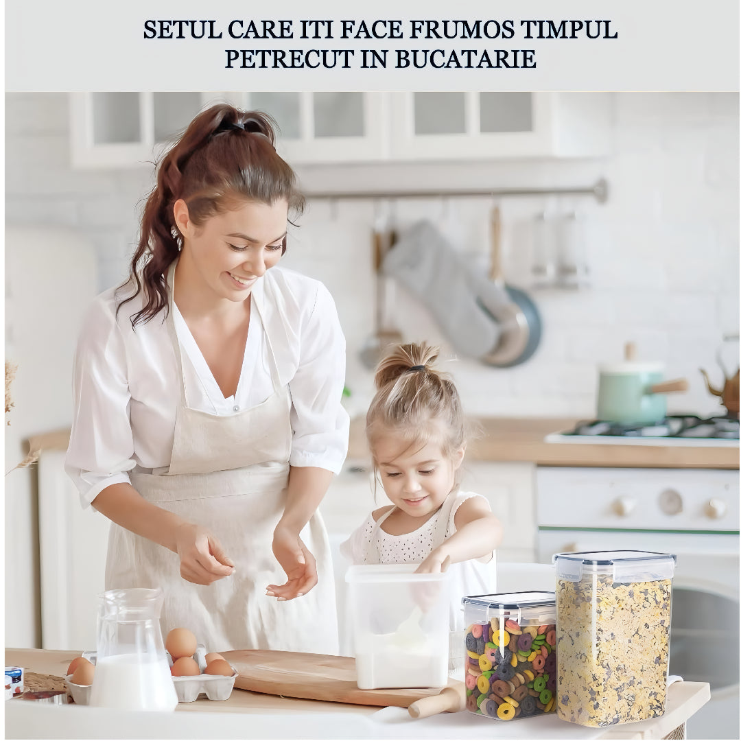 Set 24/18/16/14 recipiente de depozitare Koken, sigure pentru cuptorul cu microunde/masina de spalat vase/congelator, Caserole etanșe depozitare alimente, plastic fara BPA, Transparent/Negru